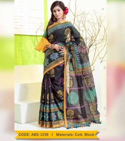 Tangail Cotton Block Saree (ABS-1239)