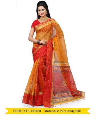 Pure Andy Silk with hand embroidery and block (KTB-101028)