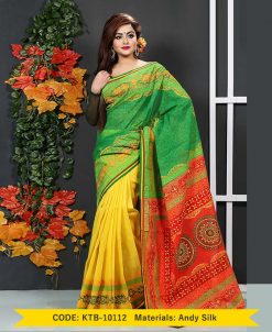 3 sheed andy silk,with hand block & hand ambroidery (KTB-10112)