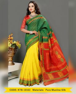 pure muslin silk with hand embroidery and cutwork (KTB-10163)