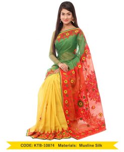 pure muslin silk with hand embroidery (KTB-10874)