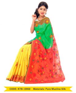 pure muslin silk with hand embroidery (KTB-10950)