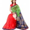 Half Silk Hand Print Saree (KTB-1102)