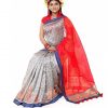 Half Silk Hand Print Saree(KTB-1103)