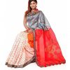 Half Silk Hand Print Saree (KTB-1105)