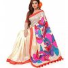 Half Silk Hand Print Saree (KTB-1109)