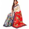 Half Silk Hand Print Saree (KTB-1111)