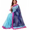 Half Silk Hand Print Saree (KTB-1114)