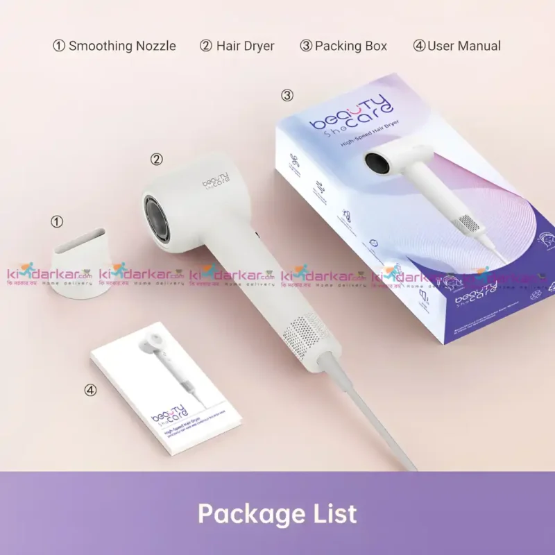 BeautySheCare AeroGlow High Speed Ionic Hair Dryer 1800W