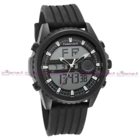 Fastrack NS38064PP01 Streetwear Analog Digital Black Dial Watch with PU Strap
