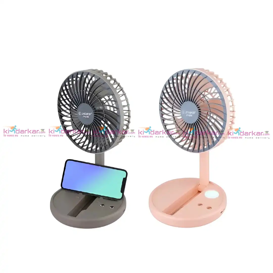 “JYSUPER JY-2215 folding rechargeable fan with LED light – random colour” “JYSUPER JY-2215 folding rechargeable fan with LED light – random colour”