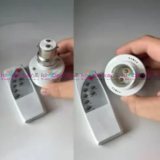 Smart B22 to B22 IR Lamp Holder with wireless remote and timer – white smart bulb holder with IR remote.
