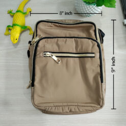 Nylon multi-pocket cross-body bag with gold zippers