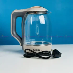Kiam Electric Kettle BL002 1.8 liter with automatic shut off and overheat protection placed on kitchen counter.
