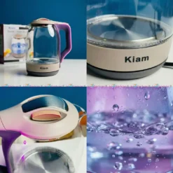 Kiam Electric Kettle BL002 1.8 liter with automatic shut off and overheat protection placed on kitchen counter.