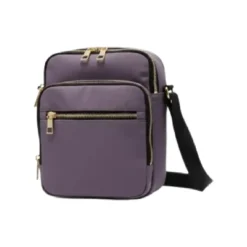 Nylon multi-pocket cross-body bag with gold zippers