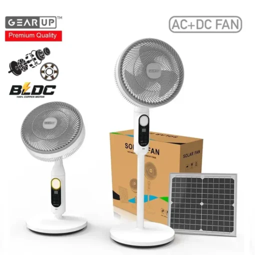 GearUP Rechargeable BLDC Solar Stand Fan